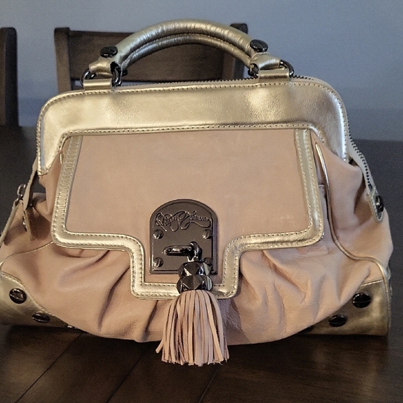 Betsey Johnson Handbags - Betsey Johnson Leather Taupe & Gold  Bag